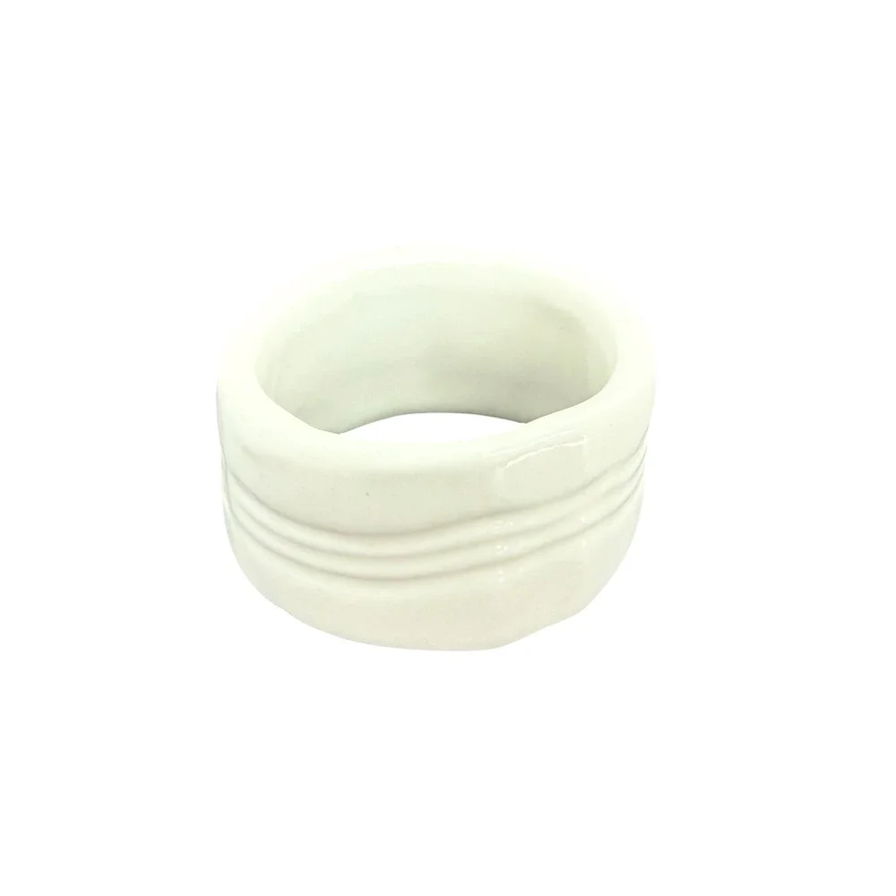 Vintage White Milk Glass Napkin Rings Set of 6 Ribbed Paneled Tableware Unmarked